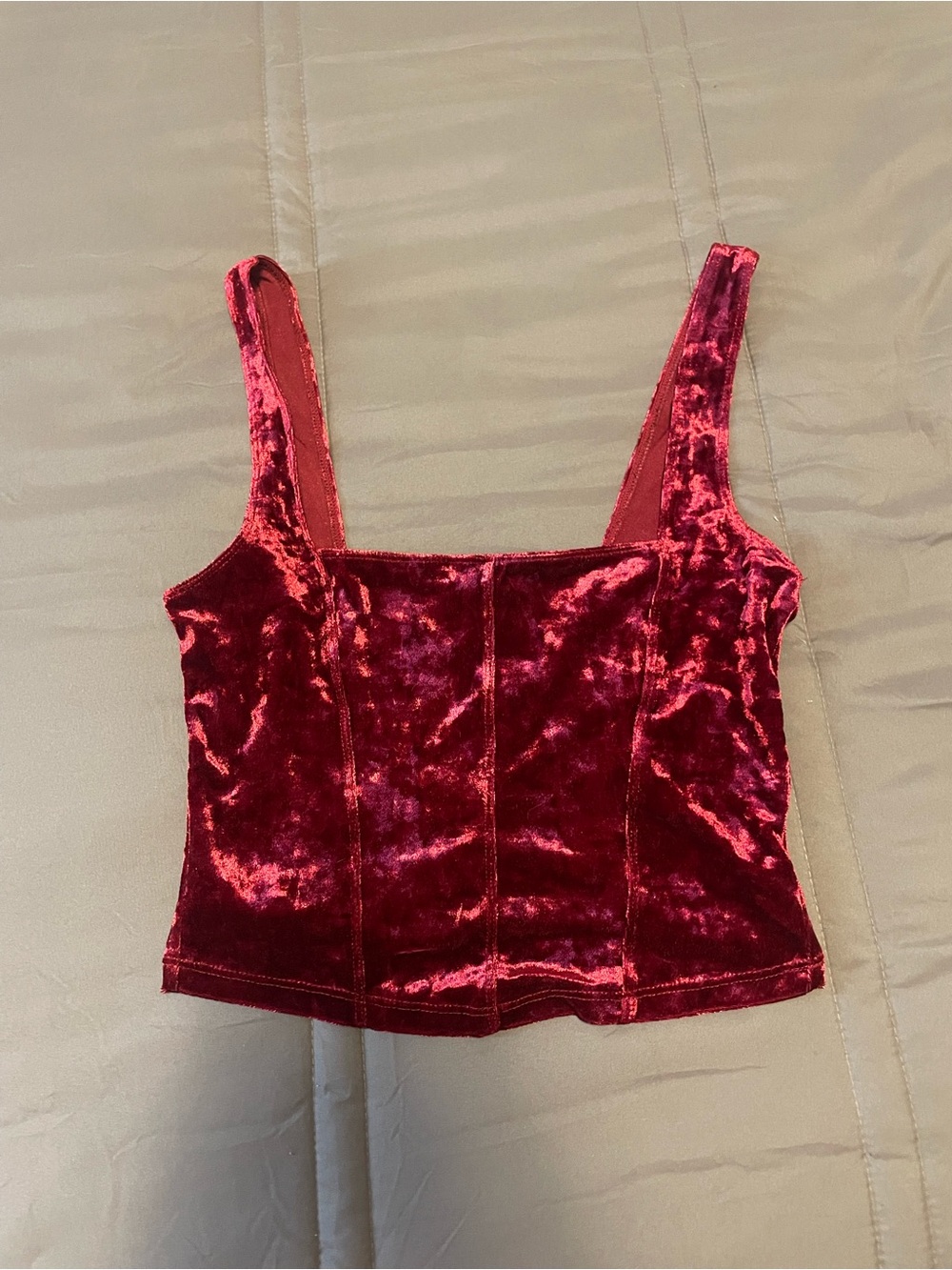 Free People Crimson Velvet Square-Neck Tank